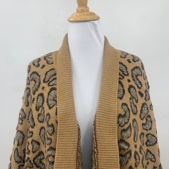 Akemi + Kin Hadley Knit Kimono Womens One Size Camel Open Front Ribbed Sleeves - Picture 3 of 14